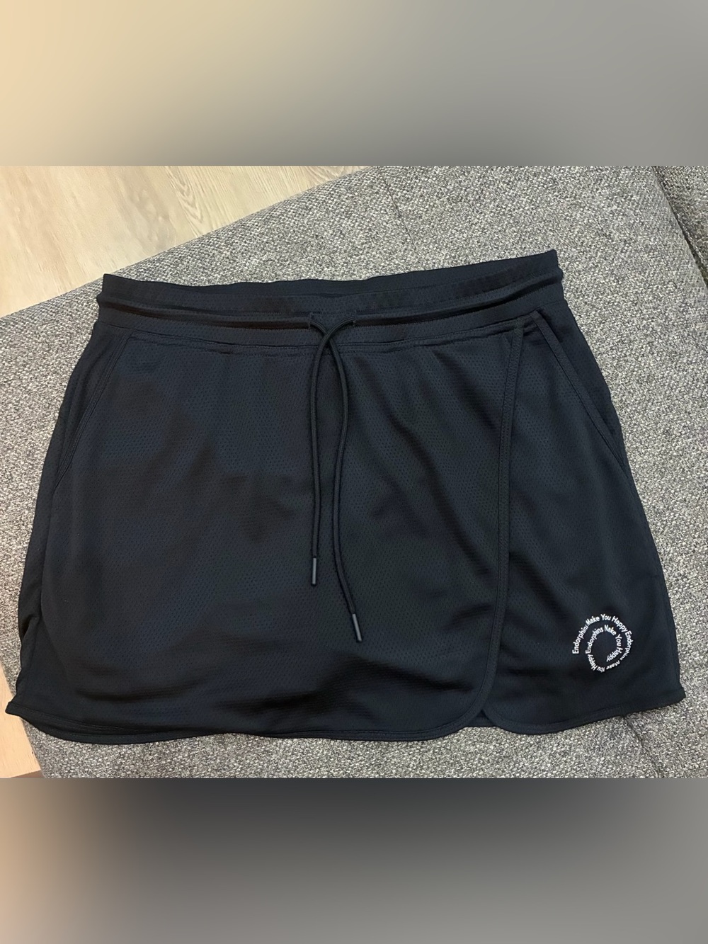 Outdoor Voices mesh skort with deep slit on right side